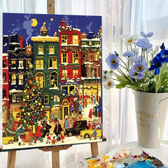 Christmas Town Street Scene Painting Set - Ideal Gift and Home Decor