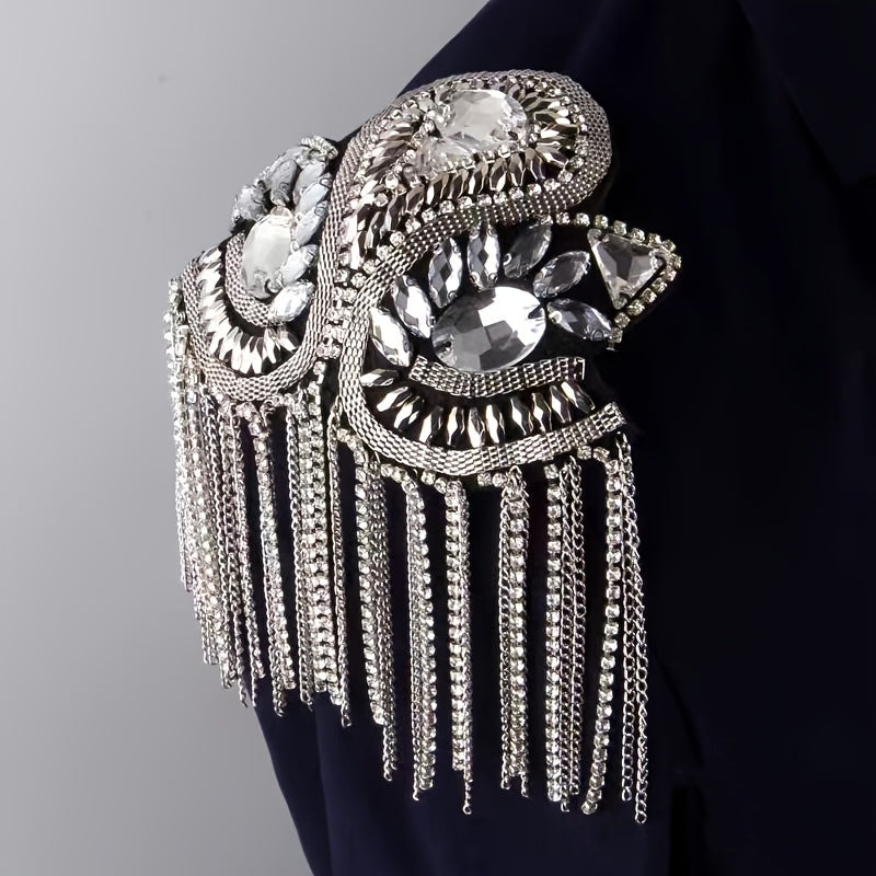 Exaggerated Crystal Epaulettes Dresses Clothing Accessories