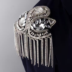Exaggerated Crystal Epaulettes Dresses Clothing Accessories