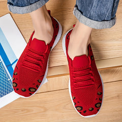 Men's Leopard Print Lace-up Sneakers Casual Walking Shoes