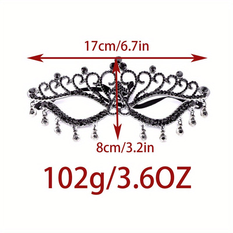 Bridal Dance Mask Headdress Wedding Decor Rhinestone Tassel Face Cover