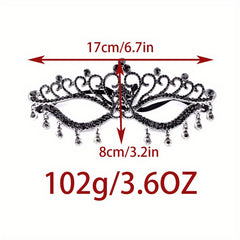 Bridal Dance Mask Headdress Wedding Decor Rhinestone Tassel Face Cover