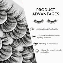 18 Pairs 3D Mink Eyelashes Natural Fluffy False Eyelashes Dramatic Long Eyelash