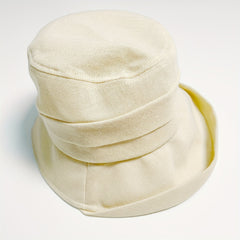 Beige Foldable Bucket Hat Rolled Brim Sun Hat