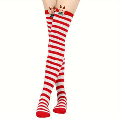 Christmas Striped Over The Knee Socks Women's Stockings