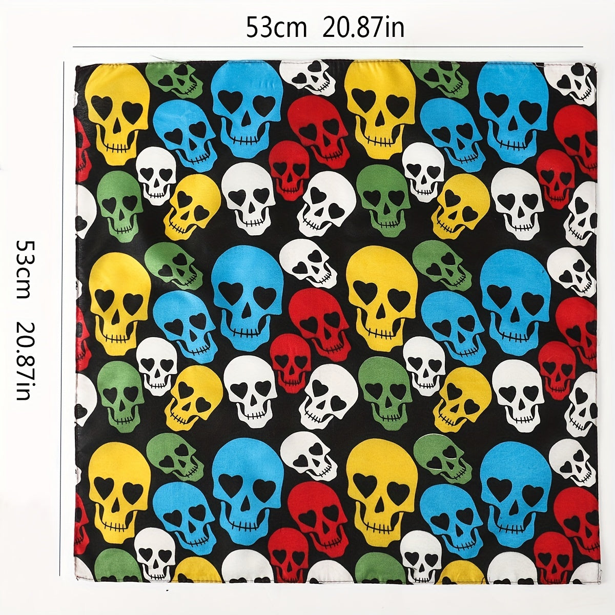 Colorful Skull Print Men's Square Scarf