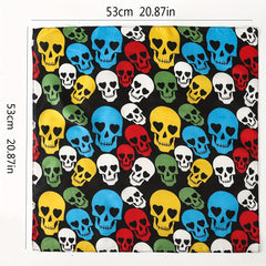 Men's Skull Print Square Scarf for Outdoor Party