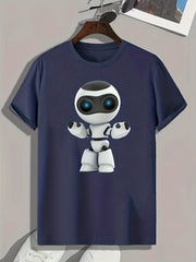Robot Print Men's Graphic T-shirt Casual Comfy Tees For Summer