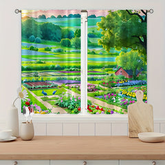 Cartoon Farmland Tree Garden Curtain Tapestry