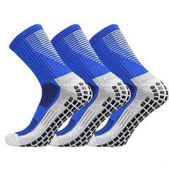 3 Pairs Striped Sports Football Socks Non slip Training Crew Socks