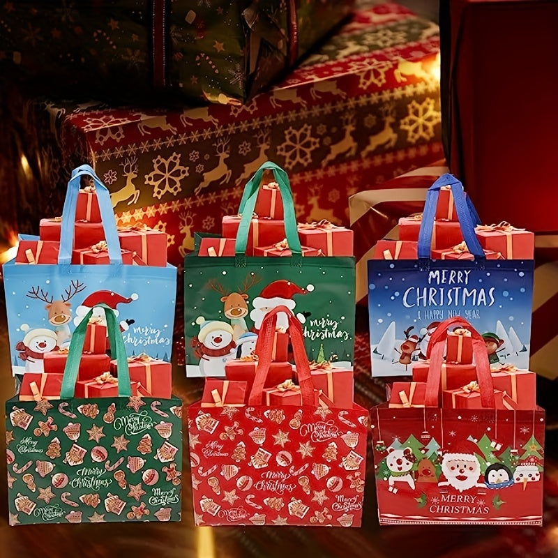 Reusable Christmas Tote Bags Large Non-woven Gift Wrap Bags