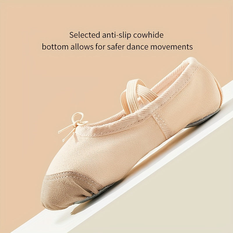 Girl's Canvas Ballet Shoes Non Slip Adjustable Dance Shoes