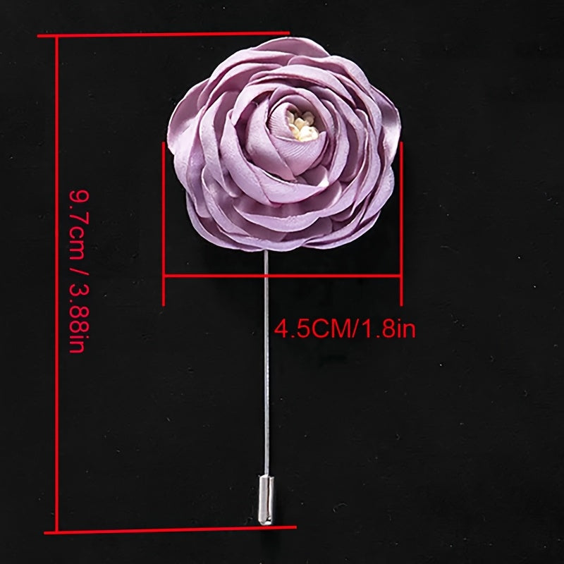 2pcs Wedding Boutonniere Fabric Rose Corsage Outfit Accessory