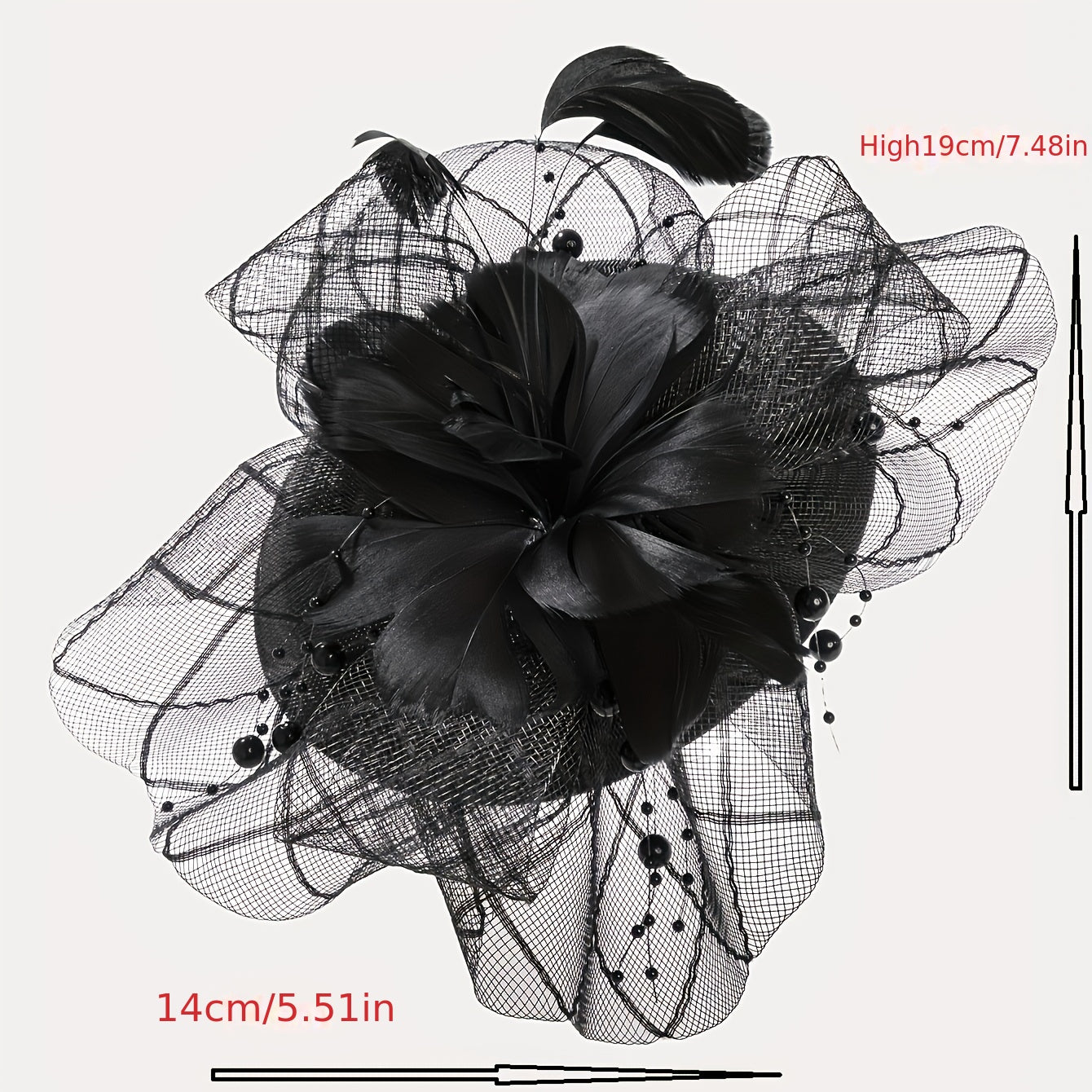 Women Flower Mesh Veil Head Piece Wedding Hat Derbyhat Church Hat