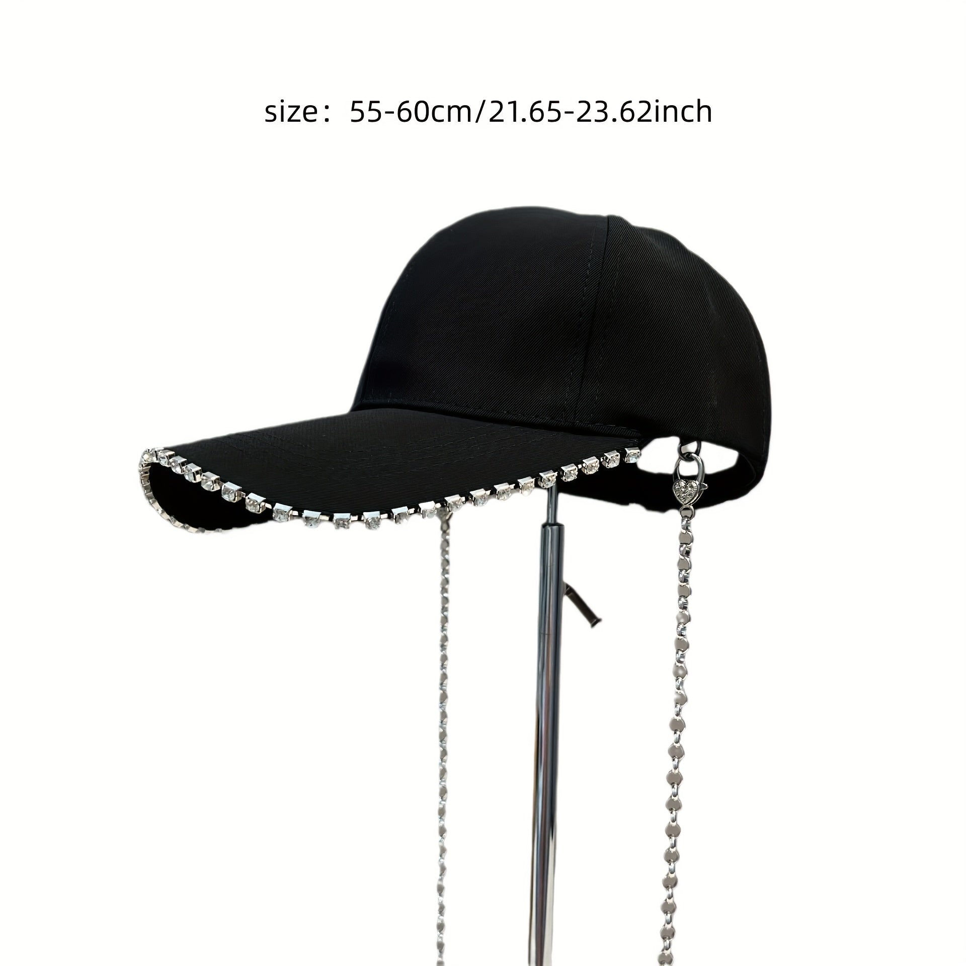Rhinestone Chain Decor Baseball Cap Hip Hop Sun Hat & Adjustable Couple Dad Hats