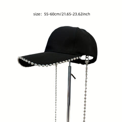 Rhinestone Chain Decor Baseball Cap Hip Hop Sun Hat & Adjustable Couple Dad Hats