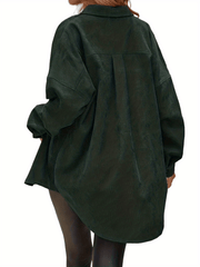Button Front Pocket Coat Long Sleeve Casual Coat