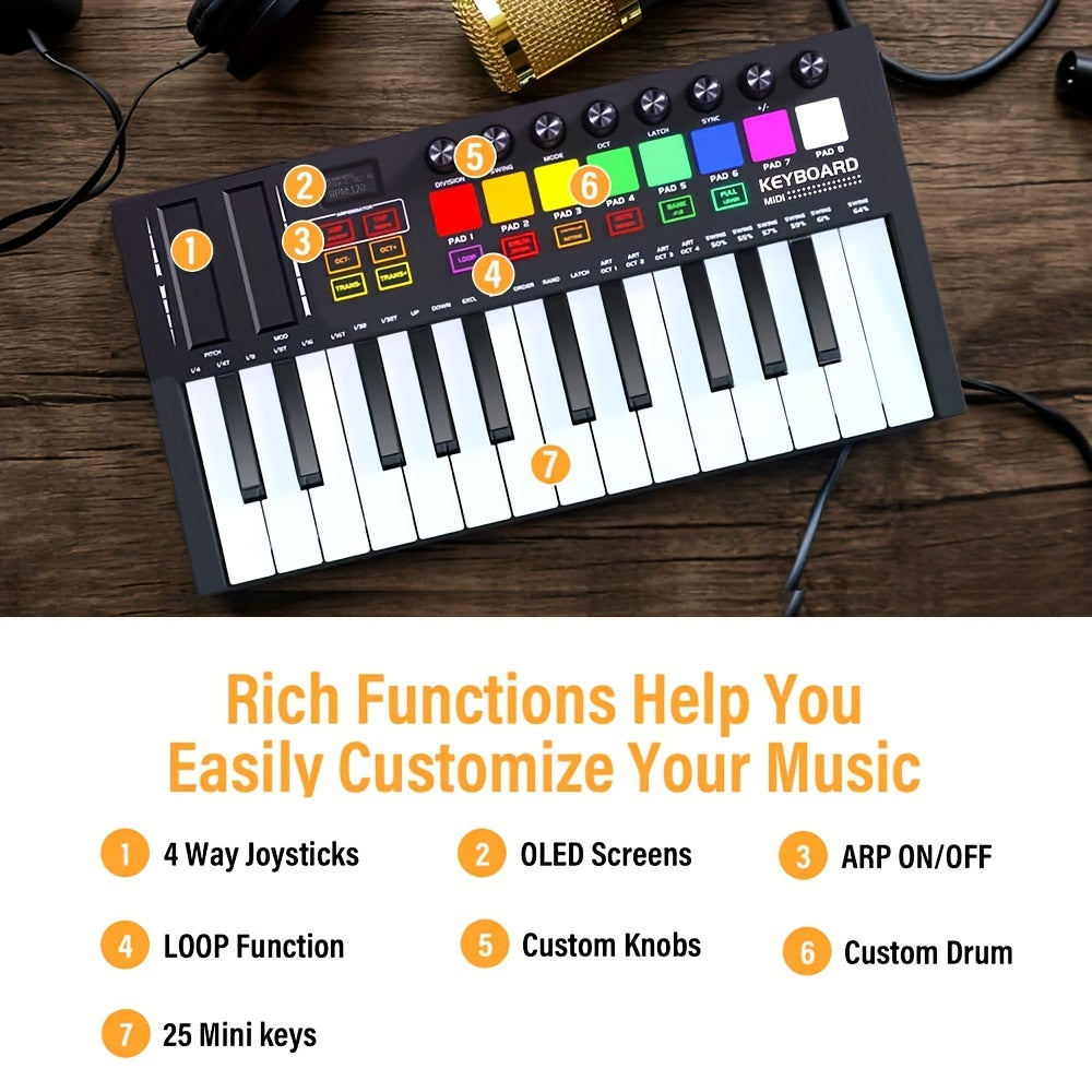 Portable Mini Midi Keyboard Controller Electronic Sound Controller