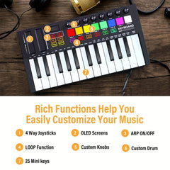 Portable Mini Midi Keyboard Controller Electronic Sound Controller