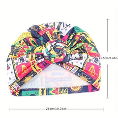 Leopard Boho Print Turban Cap Cotton Elastic Head Wrap Knotted Bonnet Head Scarf