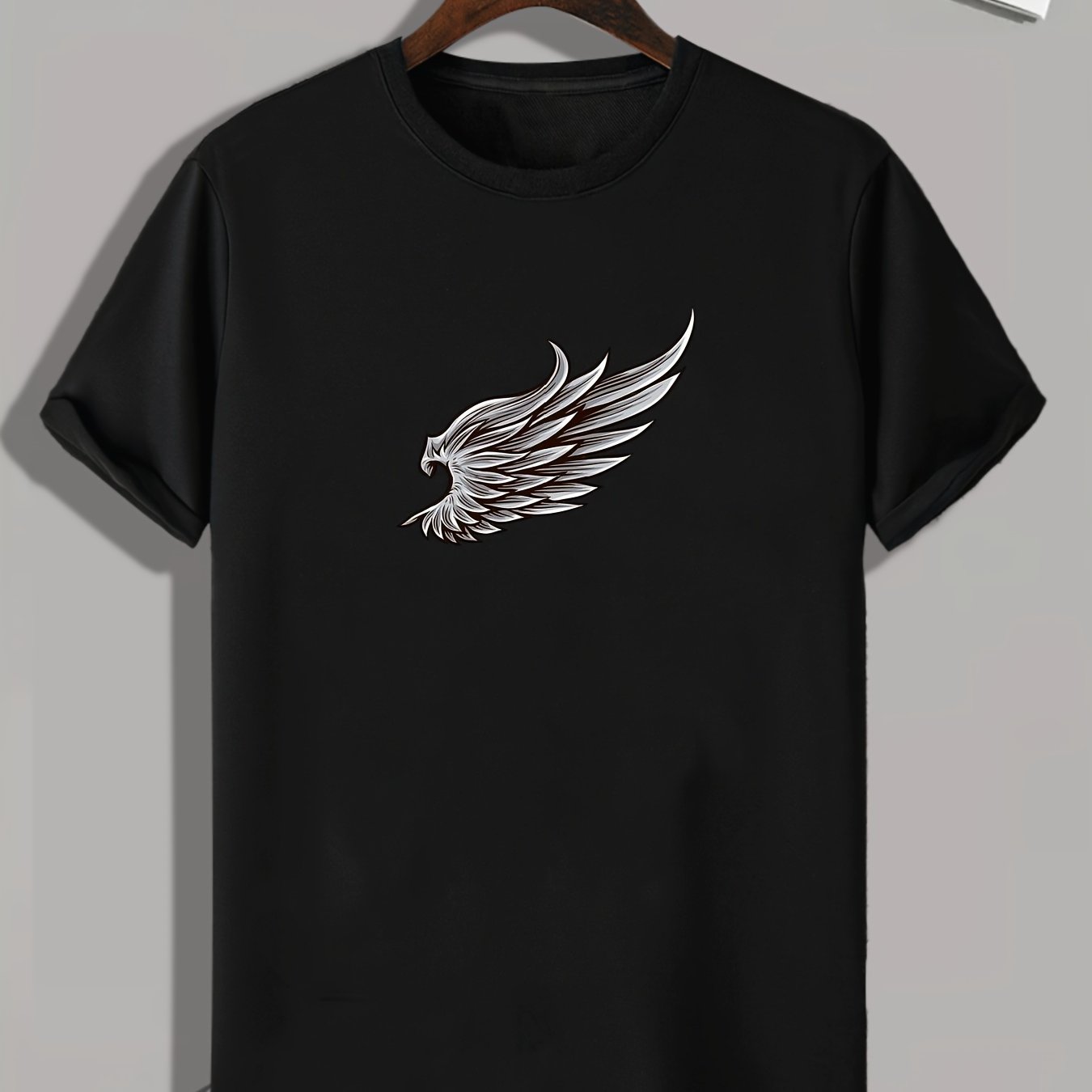 Wing Print Men's Active Tee Stretch Breathable Outdoor Summer T-shirt