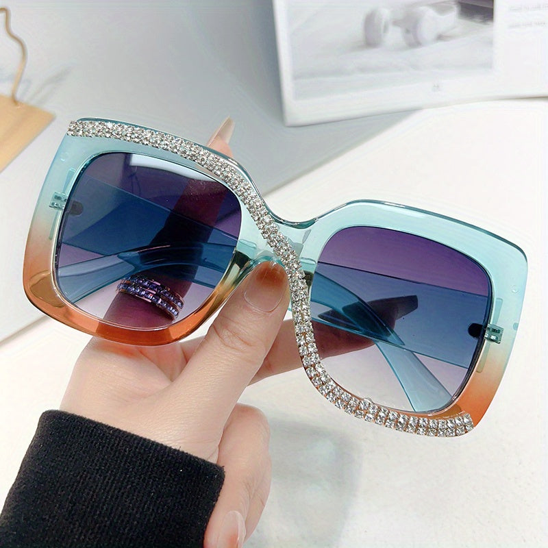 Y2K Rhinestone Square Sunglasses UV400