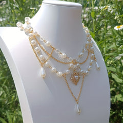 Heart Pendant Faux Pearl Necklace Decorative Accessories Holiday Gift