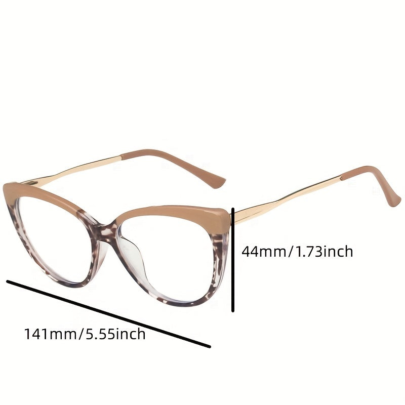 Cat Eye Clear Lens Glasses TR90 Block Frame