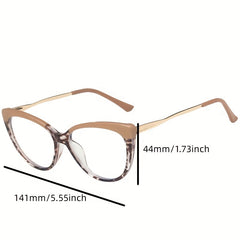 Cat Eye Clear Lens Glasses TR90 Block Frame