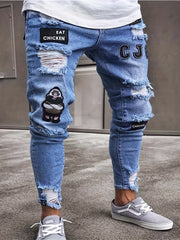 Men Ripped Distressed Denim Jeans Slim Fit Pants