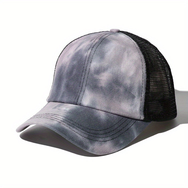 Tie Dye Gradient Print Trucker Hat Mesh Sunshade Dad Hats For Women