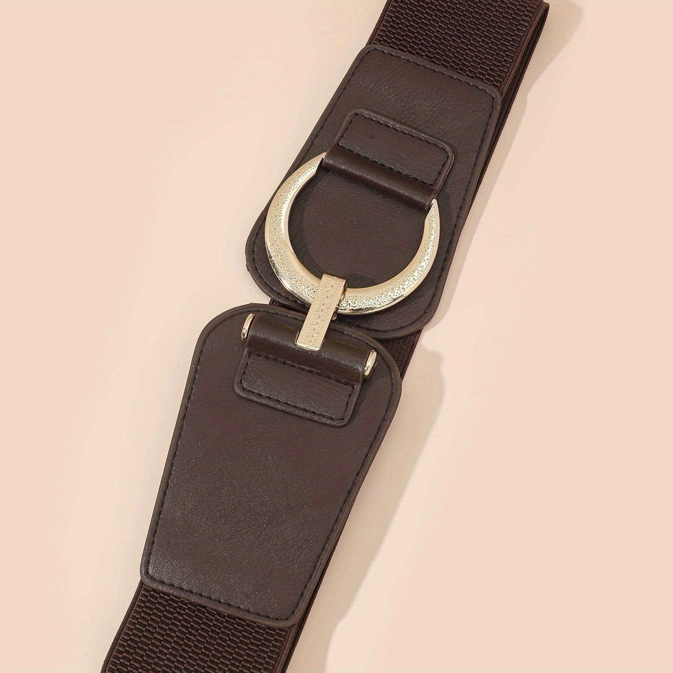 Wide Belt Solid Elastic Waistband Vintage Dress Coat Girdle