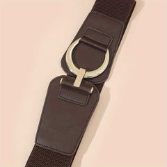 Wide Belt Solid Elastic Waistband Vintage Dress Coat Girdle