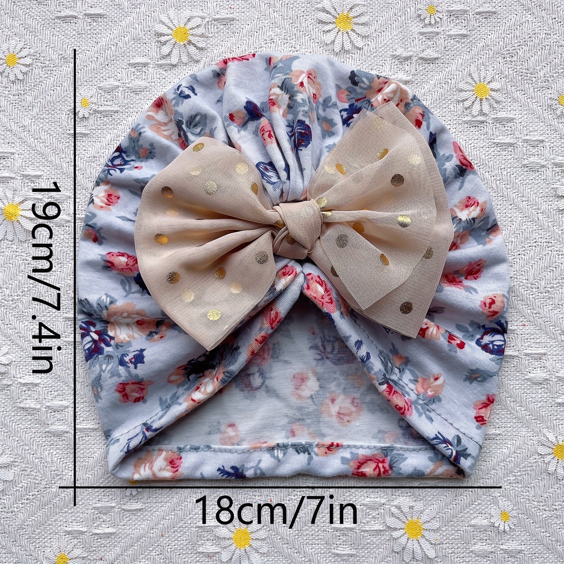 Breathable Floral Baby Hat with Sequin - 8pcs