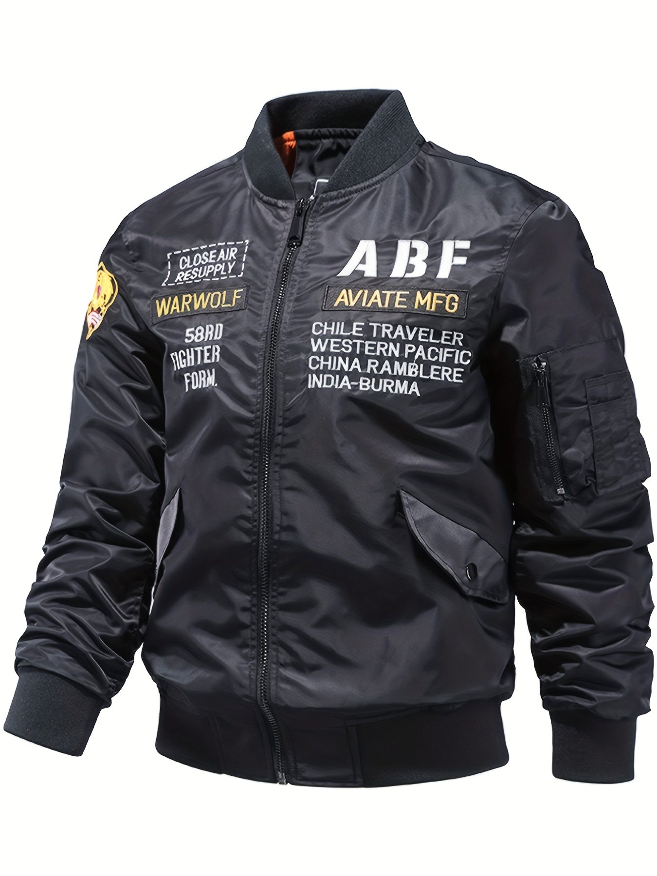 Embroidered Jacket Men's Zip Up Baseball Jacket