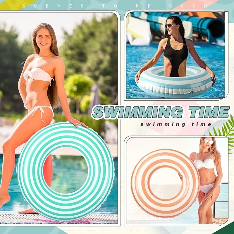 2pcs Inflatable Swim Rings with Handles Adults Pink Orange Raft Loungers