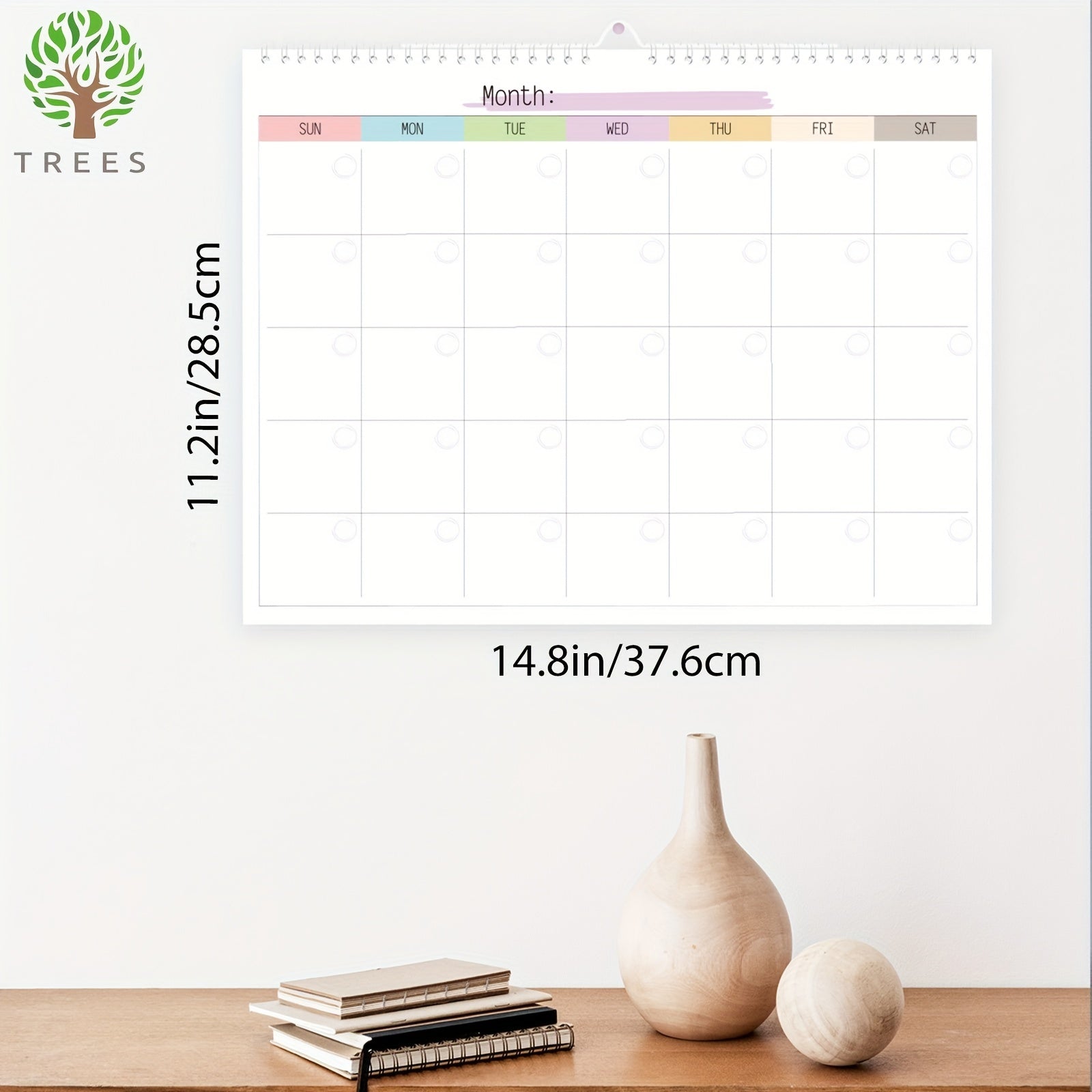 12 Month Undated Planner Wall Calendar & Note Pad