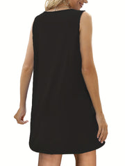 Solid Square Neck Stretch Tank Dress