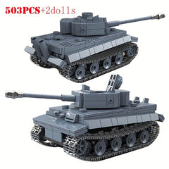 503pcs Rotatable Tank Armored Vehicle Building Blocks Set with Soldiers