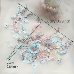 Colorful 3D Nail Beads Hot Drill Embroidery Lace Applique Dress DIY Clothing