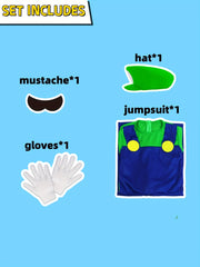 Boy s Plumber Cosplay Costume 4pcs Set Halloween Outfits