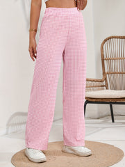 Plaid Straight Leg Pants High Waist Loose Fit