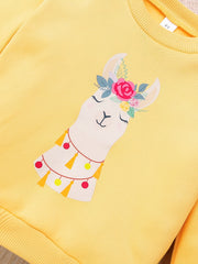 Boho Floral Rabbit Graphic Sweatshirt for Little Girls