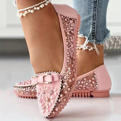 Women's Flower Mesh Flat Shoes Soft Sole Slip On Casual Flats