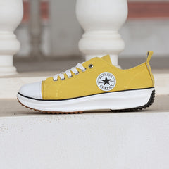 Women's Platform Canvas Shoes Low Top Lace Up Round Toe Casual Shoes