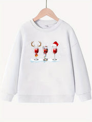 Christmas Beverages Pattern Sweatshirt for Girls