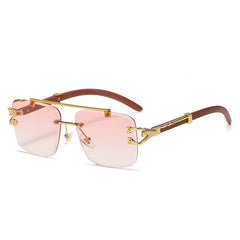 Wood Grain Leopard Head Sunglasses