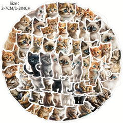 50pcs Big Eyed Cat Stickers Waterproof Vinyl Stickers for Laptops Water Bottles