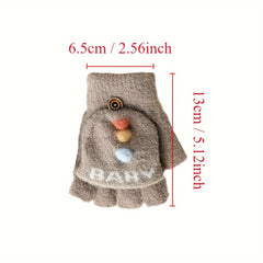 Children's Cartoon Winter Gloves Half Finger
