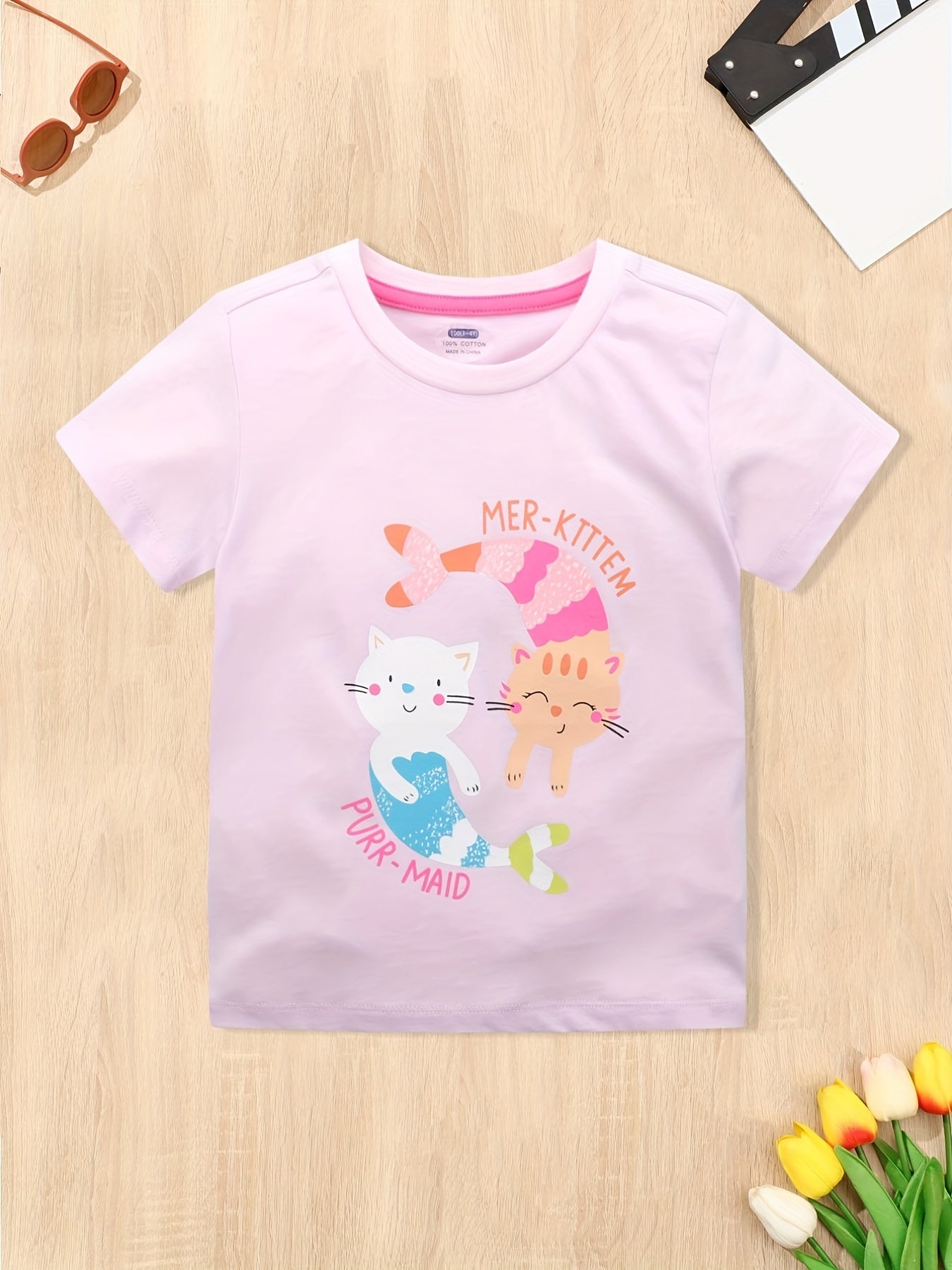 Girl's Cute Cartoon T-shirt for Summer Outings